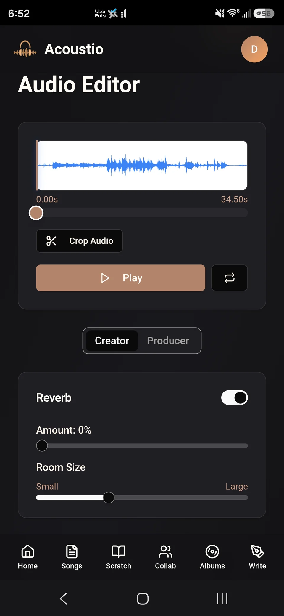 Acoustio Audio Editor — crop audio and adjust reverb, compression, limiting, and EQ
